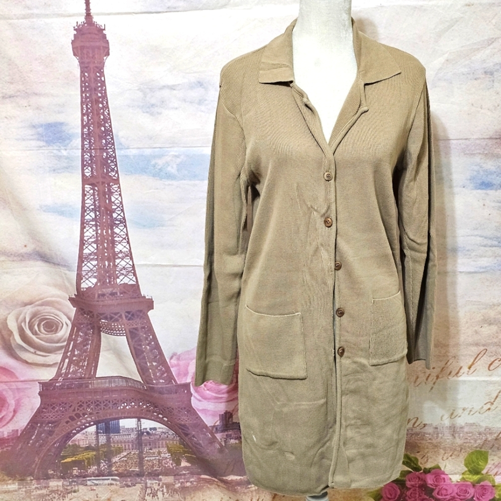 Tribeca Studio Elegant Tan Cardigan for Women Sz S